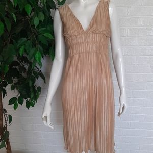 Gold, pleated cocktail dress